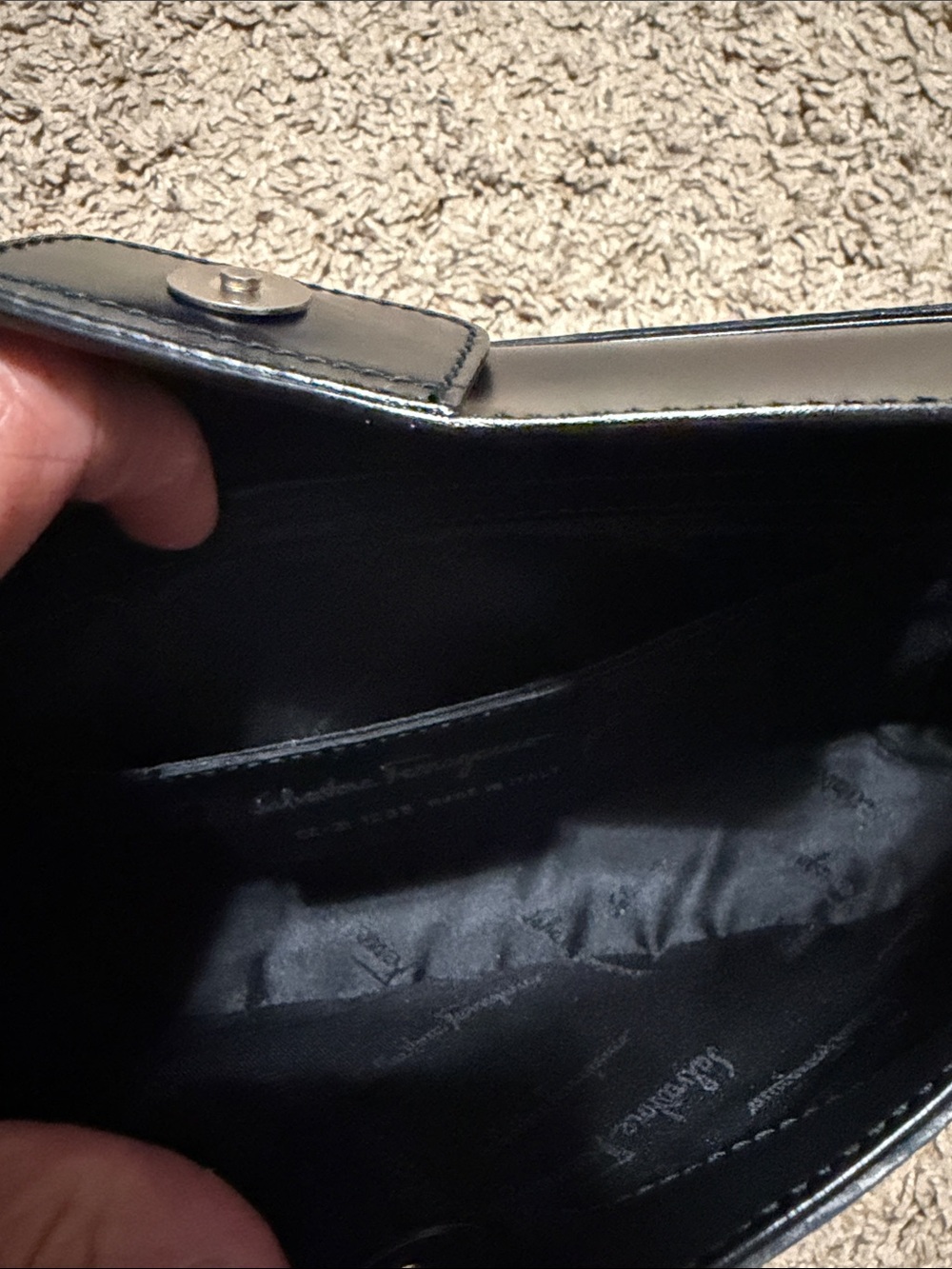 Salvatore Ferragamo Black Embossed Logo Shoulder Bag - Picture 8 of 10